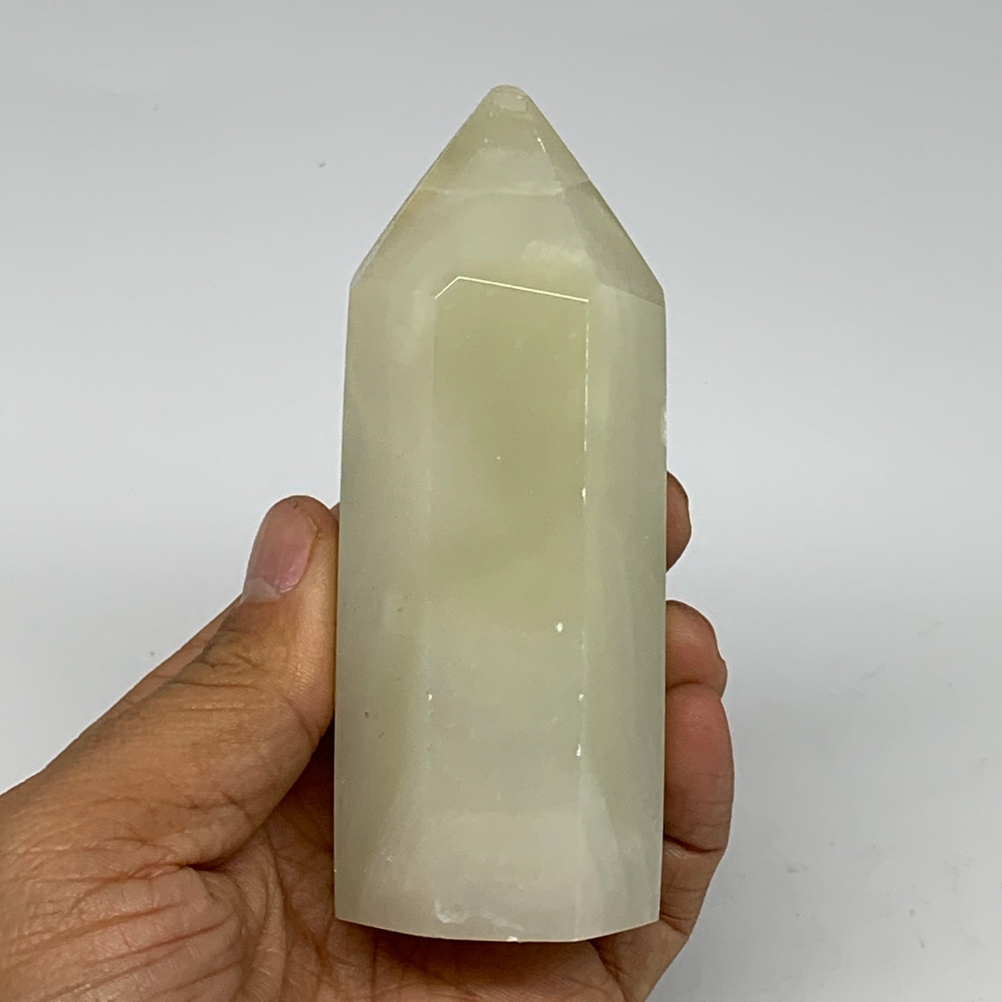 0.66 lbs, 4"x1.6" Green Onyx Point Tower Obelisk Crystal @Afghanistan, B25465