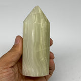 0.66 lbs, 4"x1.6" Green Onyx Point Tower Obelisk Crystal @Afghanistan, B25465