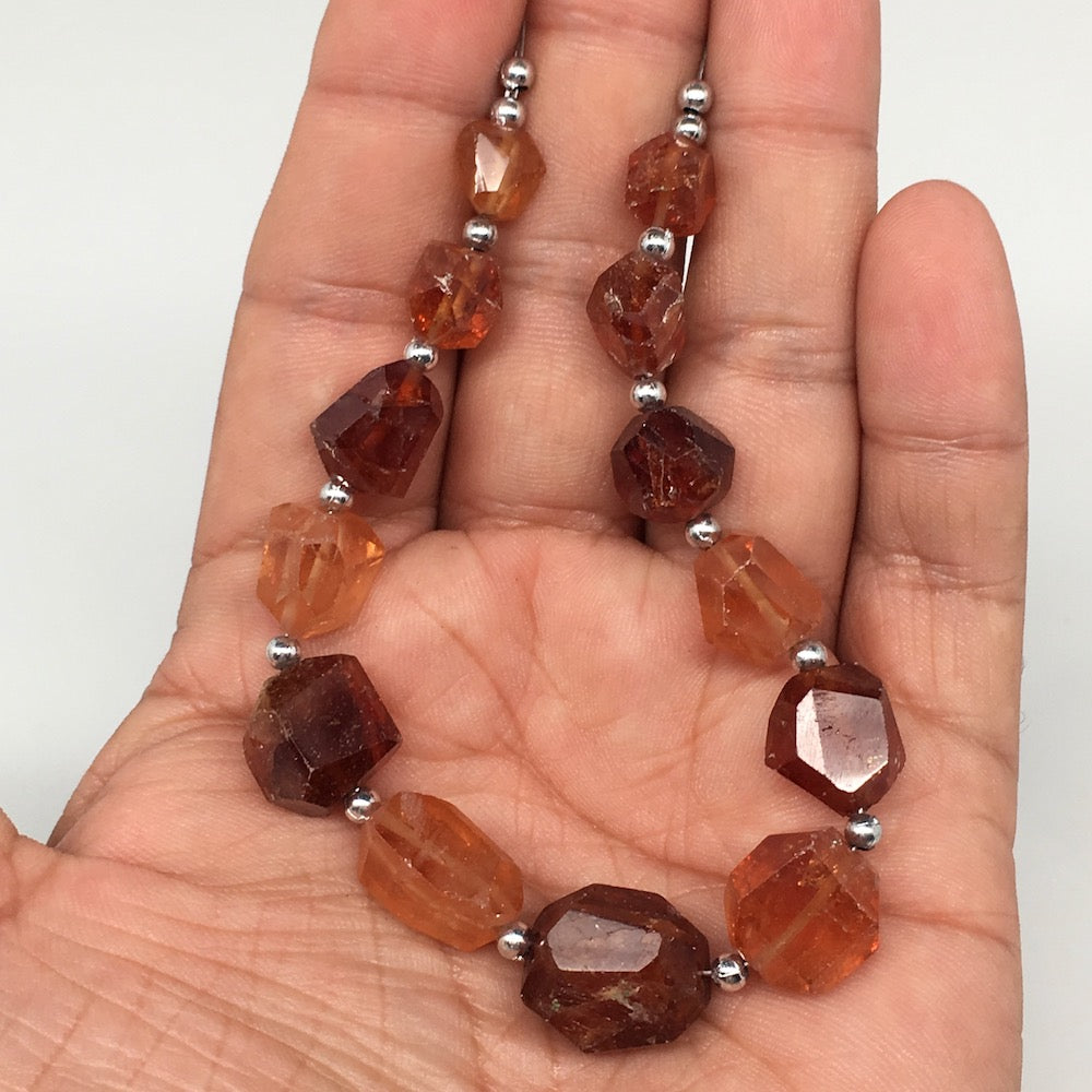 137cts, 15pcs, 8mm-16mm Natural Hessonite Garnet Facet Beads @Afghanistan,BE06