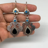 Turkmen Earring Handmade Afghan Tribal  Black Carnelian Teardrop Boho Earring TE