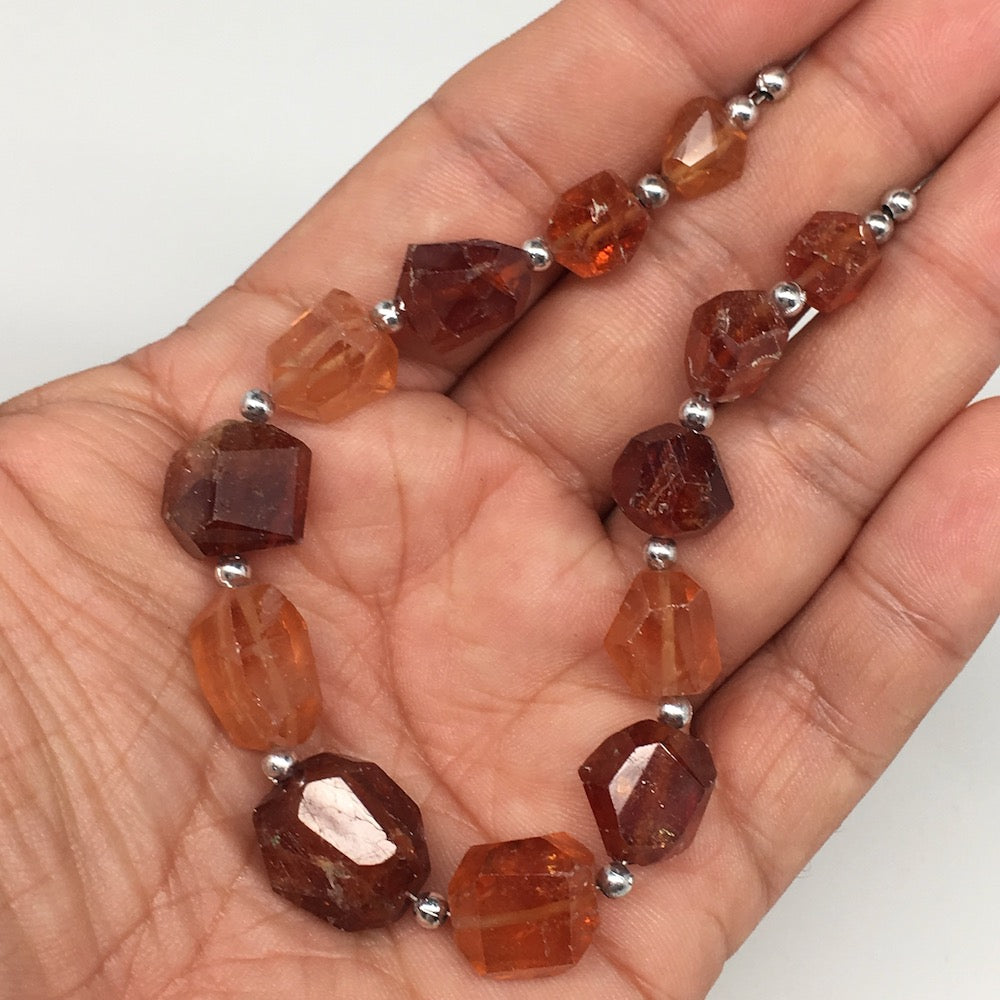137cts, 15pcs, 8mm-16mm Natural Hessonite Garnet Facet Beads @Afghanistan,BE06