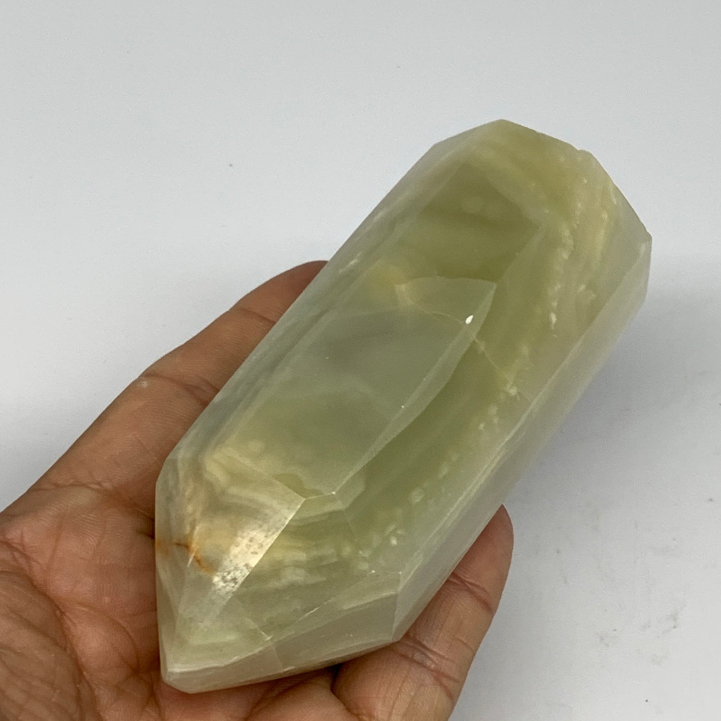 0.66 lbs, 4"x1.6" Green Onyx Point Tower Obelisk Crystal @Afghanistan, B25465