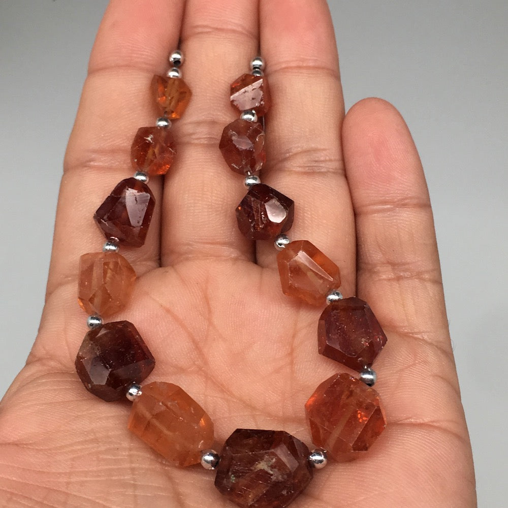 137cts, 15pcs, 8mm-16mm Natural Hessonite Garnet Facet Beads @Afghanistan,BE06