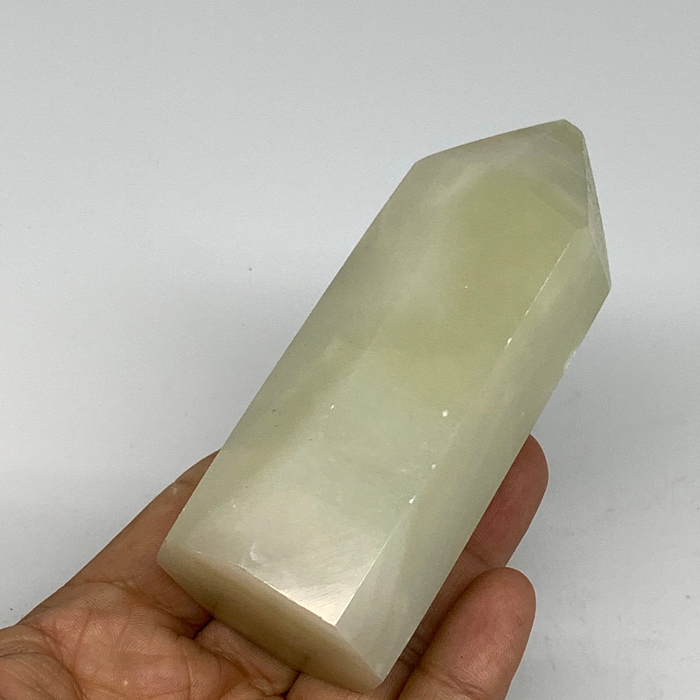 0.66 lbs, 4"x1.6" Green Onyx Point Tower Obelisk Crystal @Afghanistan, B25465