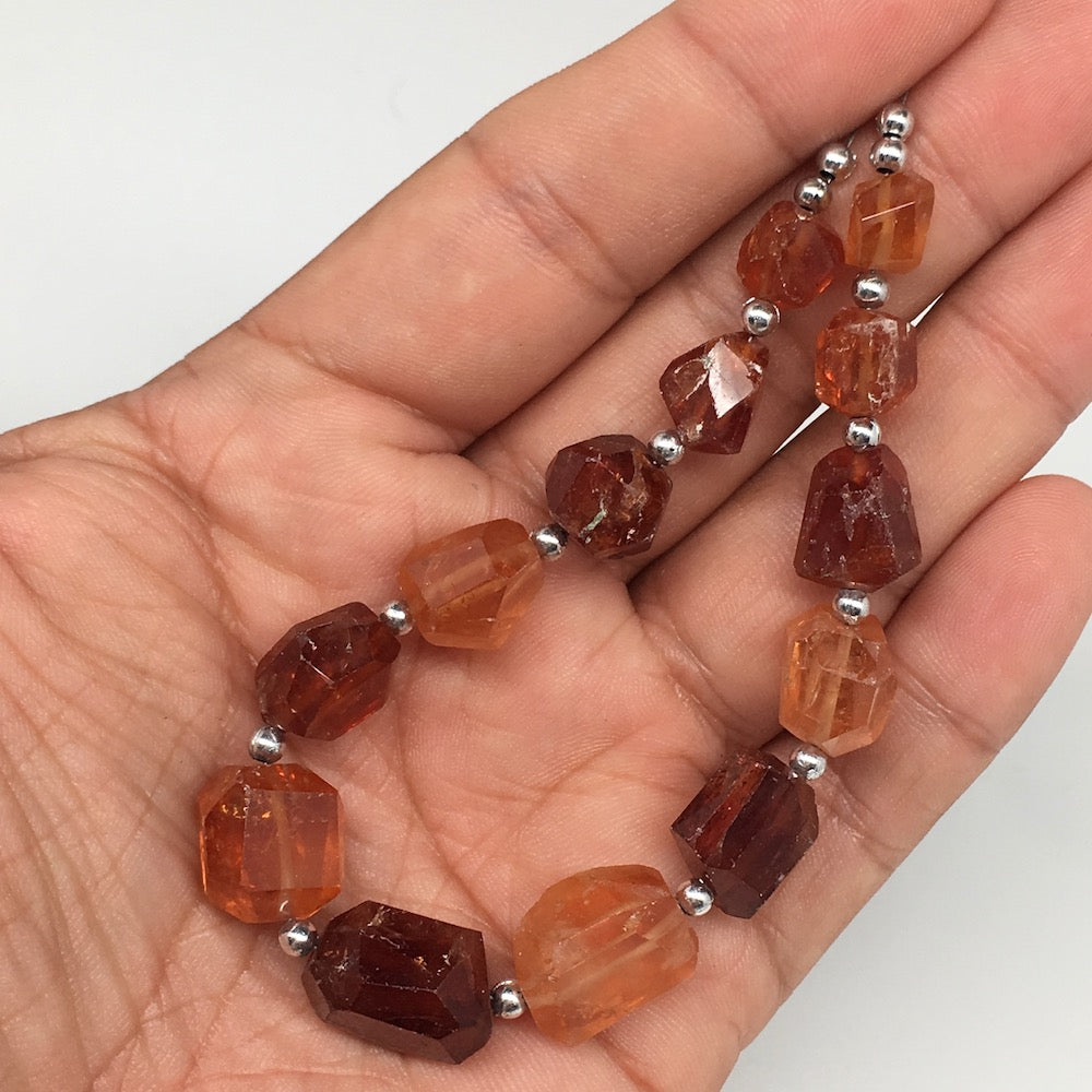 137cts, 15pcs, 8mm-16mm Natural Hessonite Garnet Facet Beads @Afghanistan,BE06
