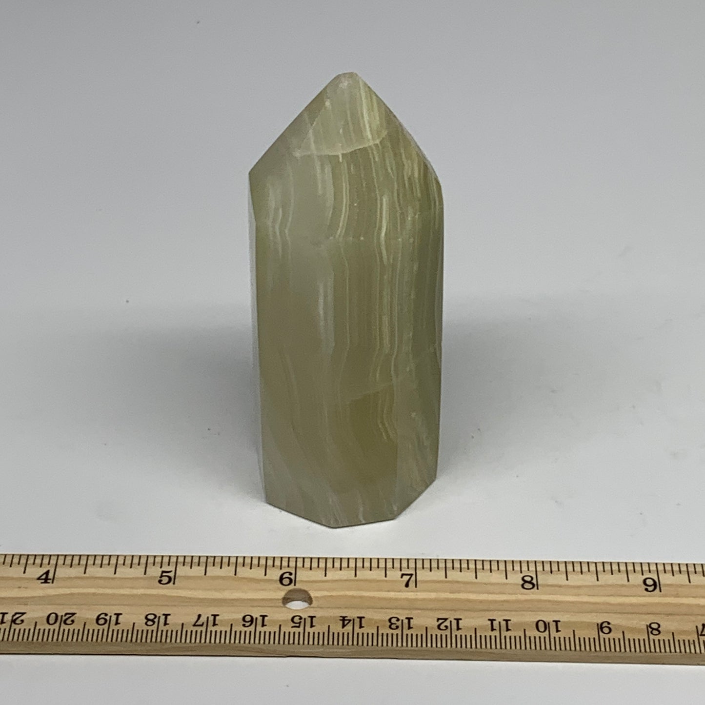 0.66 lbs, 4"x1.6" Green Onyx Point Tower Obelisk Crystal @Afghanistan, B25465