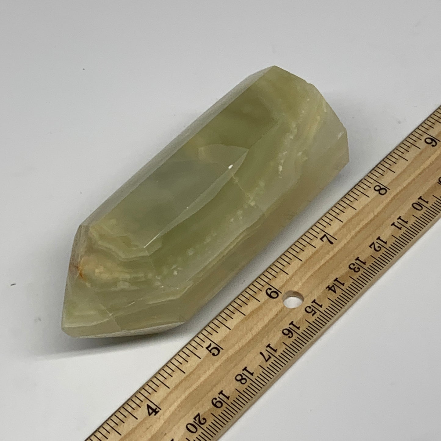 0.66 lbs, 4"x1.6" Green Onyx Point Tower Obelisk Crystal @Afghanistan, B25465