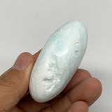 81g, 2.4"x1.6"x1.1" Natural Blue Aragonite Calcite Palm-Stone @Afghanistan, B231