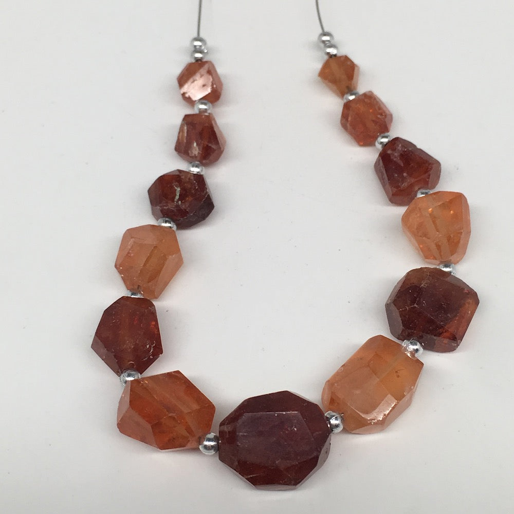 137cts, 15pcs, 8mm-16mm Natural Hessonite Garnet Facet Beads @Afghanistan,BE06