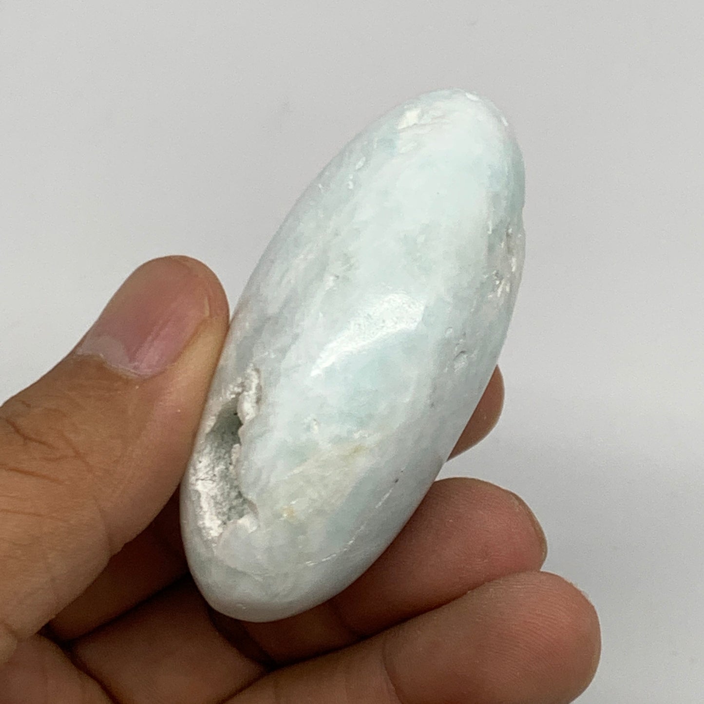 81g, 2.4"x1.6"x1.1" Natural Blue Aragonite Calcite Palm-Stone @Afghanistan, B231