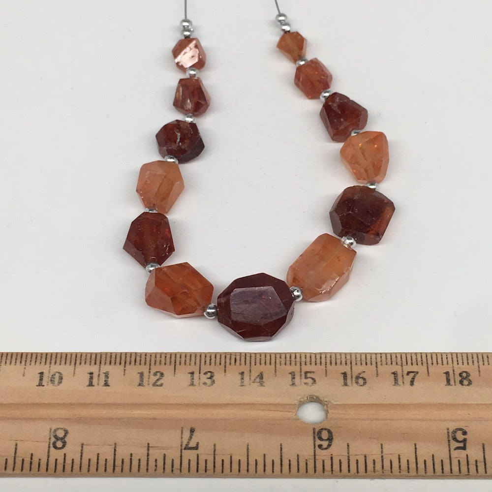 137cts, 15pcs, 8mm-16mm Natural Hessonite Garnet Facet Beads @Afghanistan,BE06