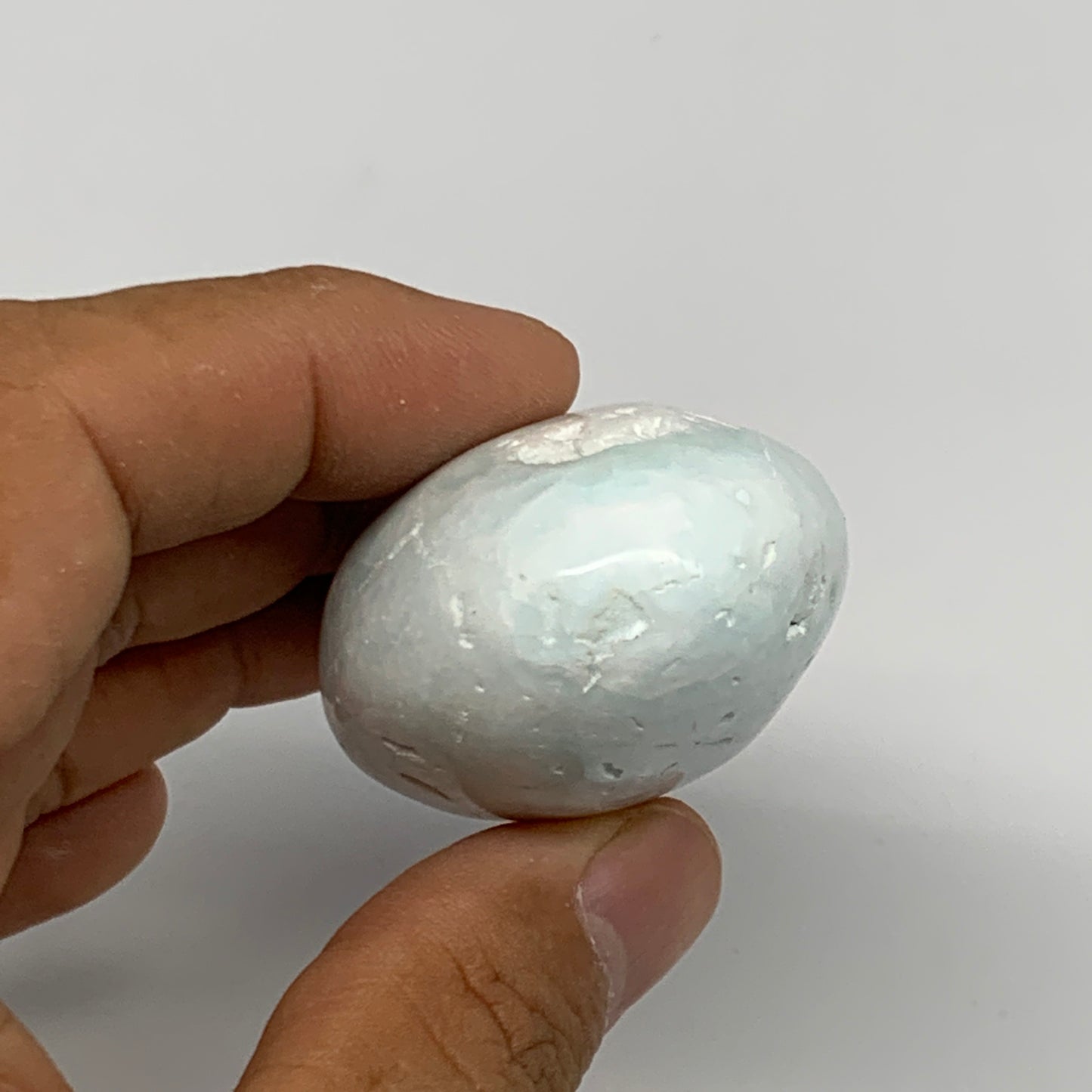 81g, 2.4"x1.6"x1.1" Natural Blue Aragonite Calcite Palm-Stone @Afghanistan, B231