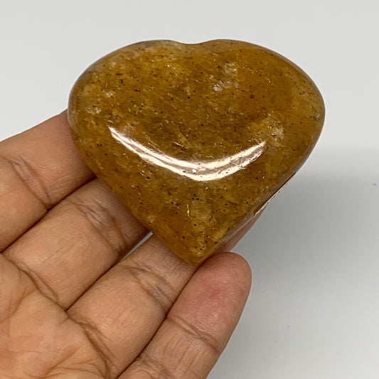 86g, 2"x2.3"x0.9", Natural Golden Quartz Heart Small Polished Crystal, B27120