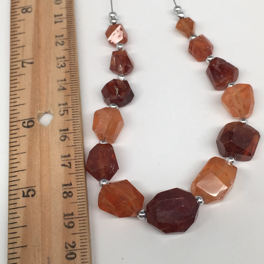 137cts, 15pcs, 8mm-16mm Natural Hessonite Garnet Facet Beads @Afghanistan,BE06