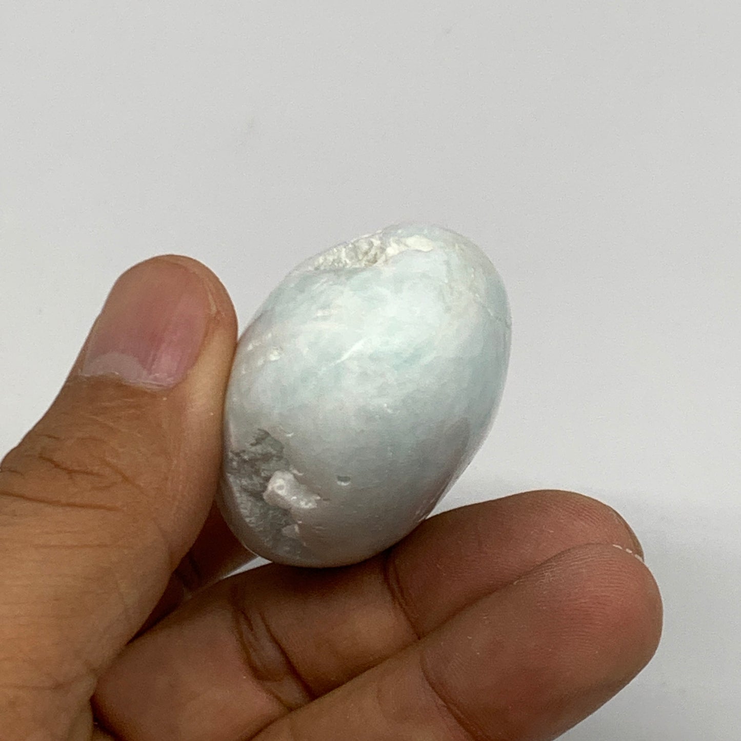 81g, 2.4"x1.6"x1.1" Natural Blue Aragonite Calcite Palm-Stone @Afghanistan, B231