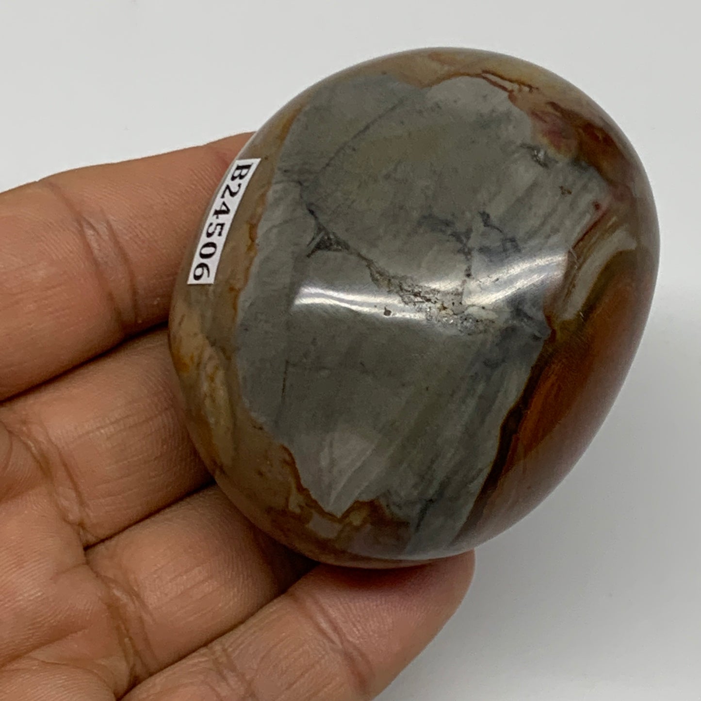 146.7g, 2.3"x1.9"x1.5" Polychrome Jasper Palm-Stone Reiki @Madagascar, B24506