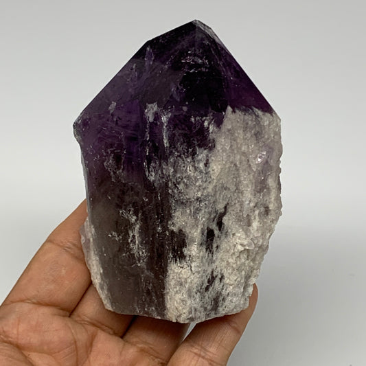 373.9g,3.7"x2.6"x2.1", Amethyst Point Polished Rough lower part Stands, B19072