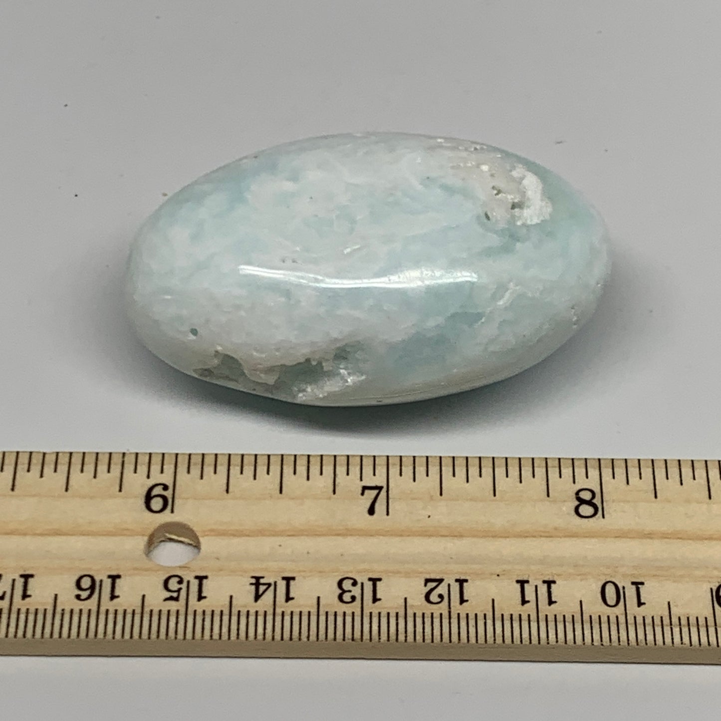 81g, 2.4"x1.6"x1.1" Natural Blue Aragonite Calcite Palm-Stone @Afghanistan, B231