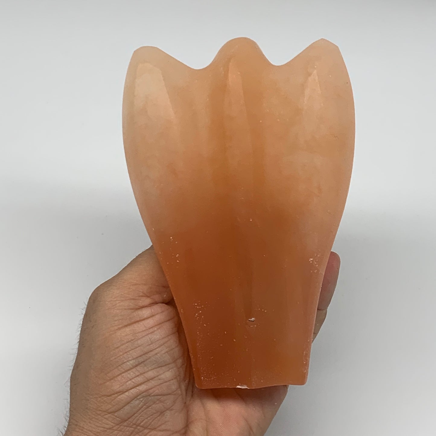 596g, 5.1"x3.4"x2"" Orange Selenite (Satin Spar) Angel Crystal @Morocco,B9368