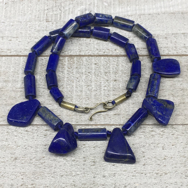 62.3g, 9mm-25mm Natural Lapis Lazuli Polished Tube Beads Strand,29 Beads,LPB254