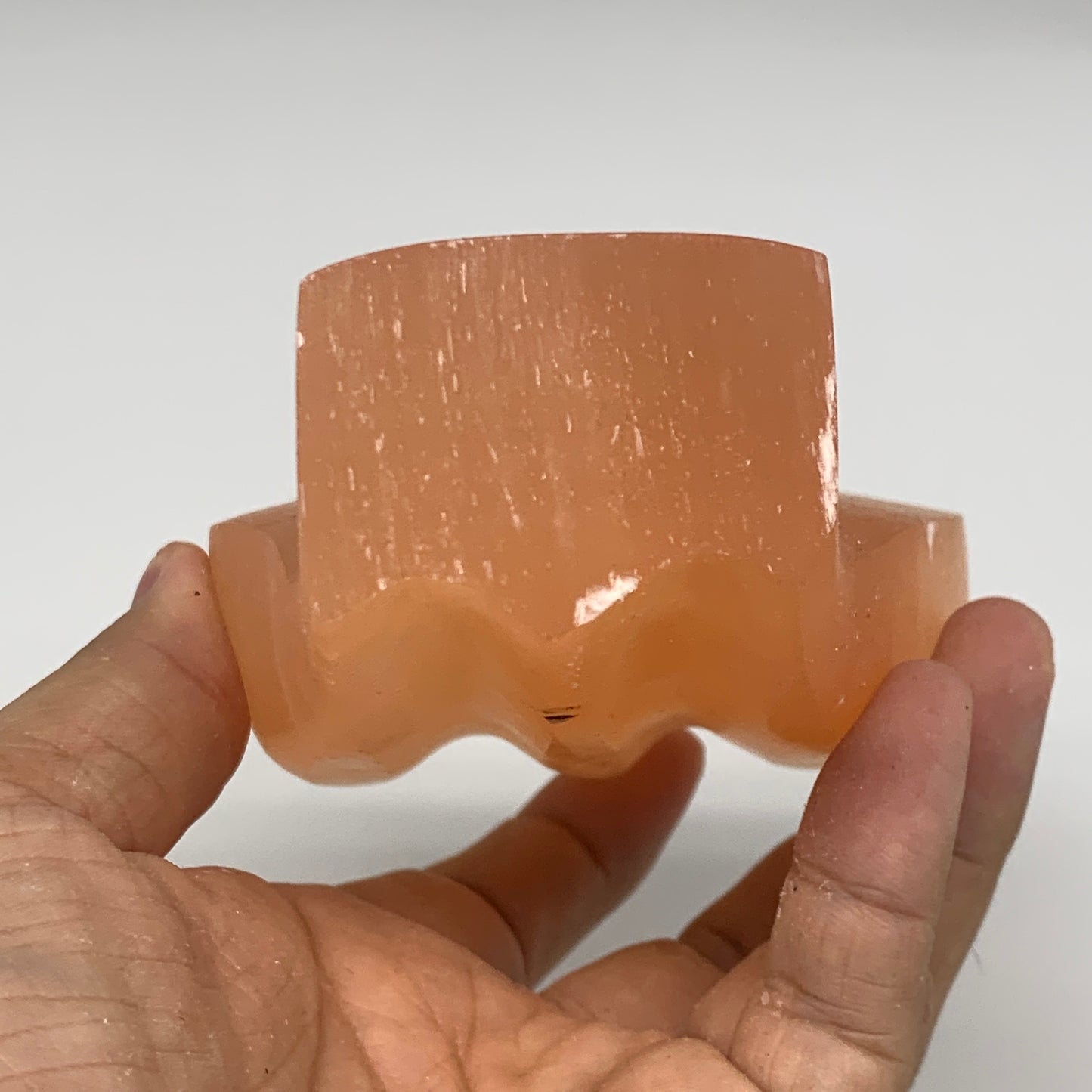 596g, 5.1"x3.4"x2"" Orange Selenite (Satin Spar) Angel Crystal @Morocco,B9368