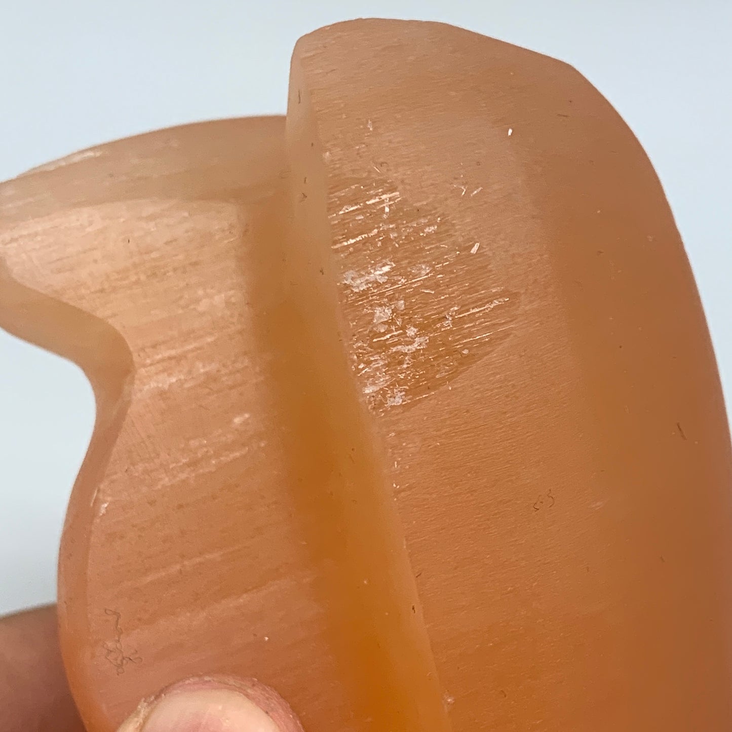 574g, 4.8"x2.9"x2.5"" Orange Selenite (Satin Spar) Angel Crystal @Morocco,B9369