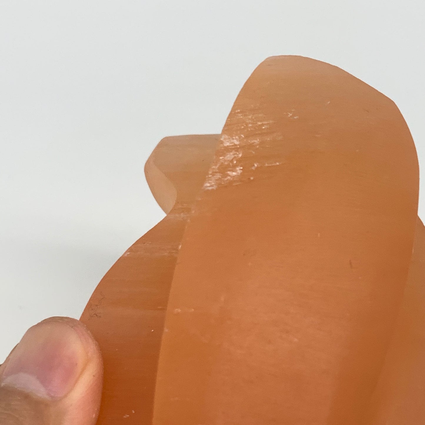 574g, 4.8"x2.9"x2.5"" Orange Selenite (Satin Spar) Angel Crystal @Morocco,B9369