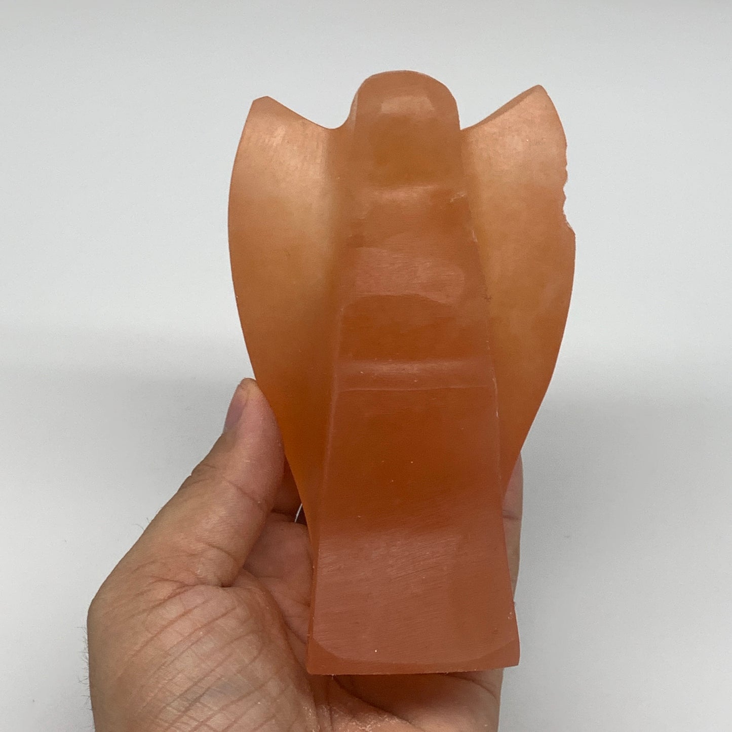 574g, 4.8"x2.9"x2.5"" Orange Selenite (Satin Spar) Angel Crystal @Morocco,B9369