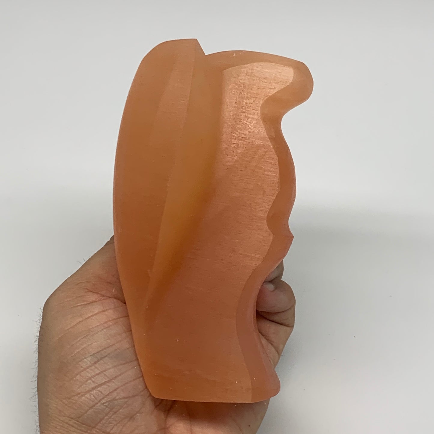 574g, 4.8"x2.9"x2.5"" Orange Selenite (Satin Spar) Angel Crystal @Morocco,B9369