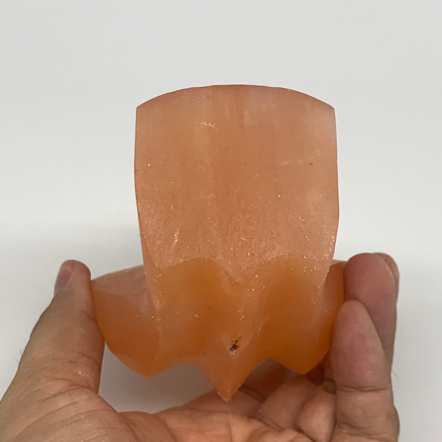 574g, 4.8"x2.9"x2.5"" Orange Selenite (Satin Spar) Angel Crystal @Morocco,B9369