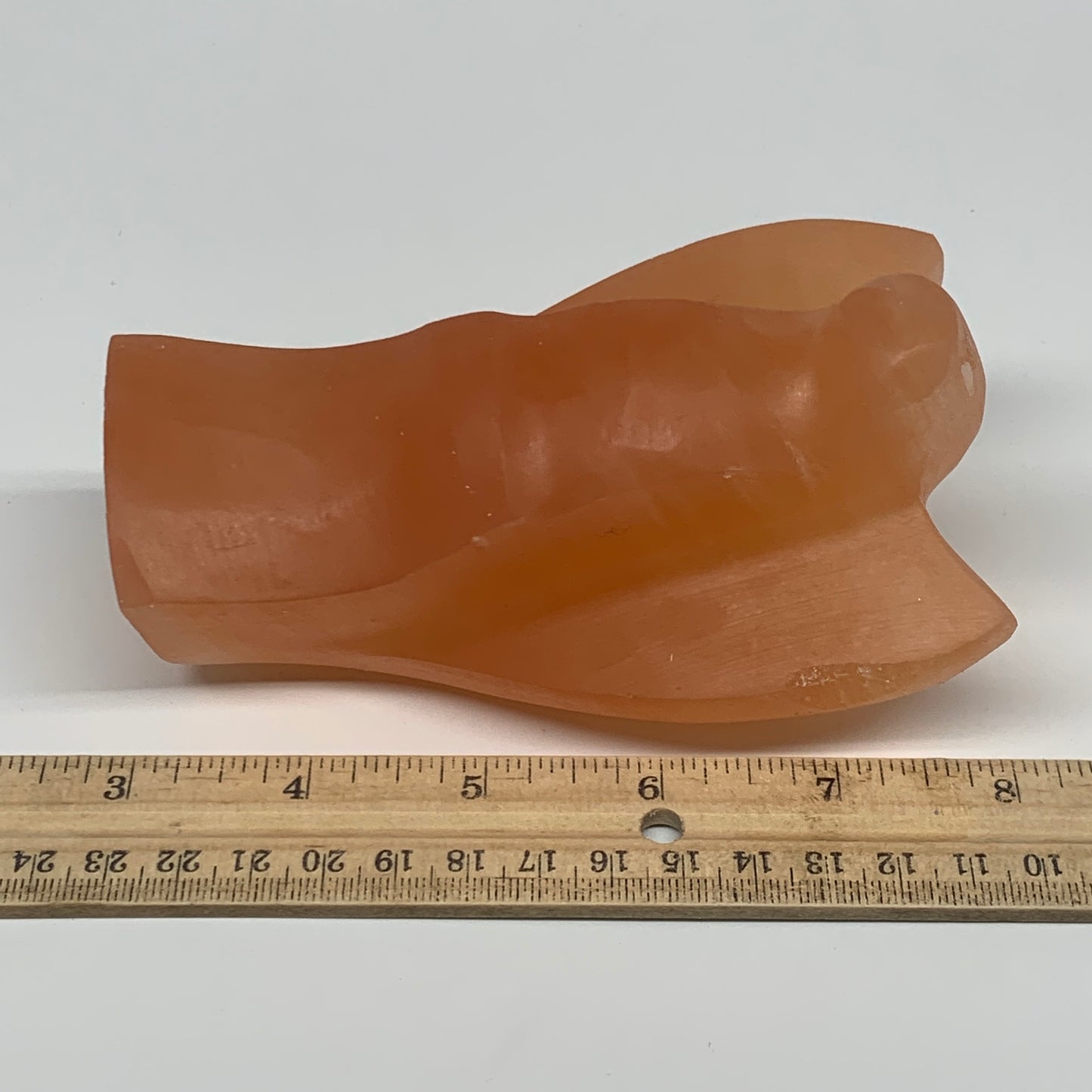 574g, 4.8"x2.9"x2.5"" Orange Selenite (Satin Spar) Angel Crystal @Morocco,B9369