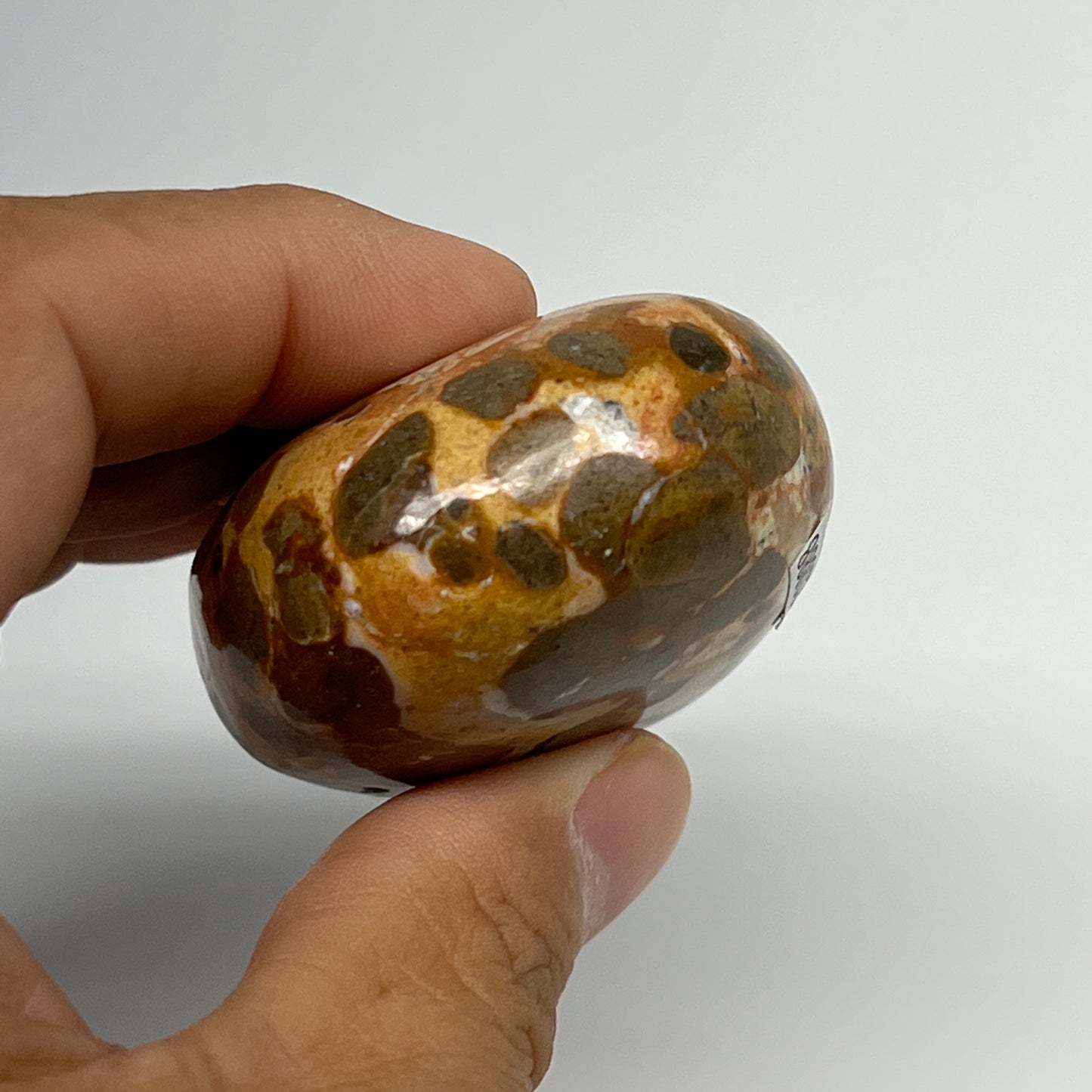105.3g, 2.2"x1.7"x1", Natural Fruit Jasper Palm-Stone Gemstone @India, B21888