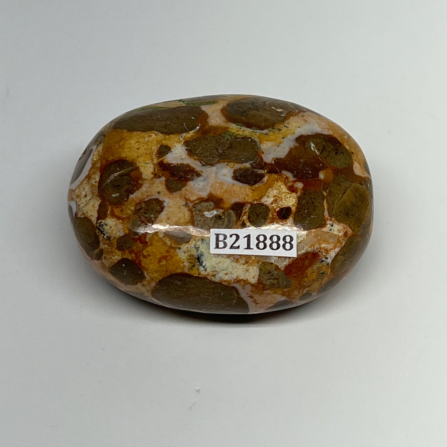 105.3g, 2.2"x1.7"x1", Natural Fruit Jasper Palm-Stone Gemstone @India, B21888