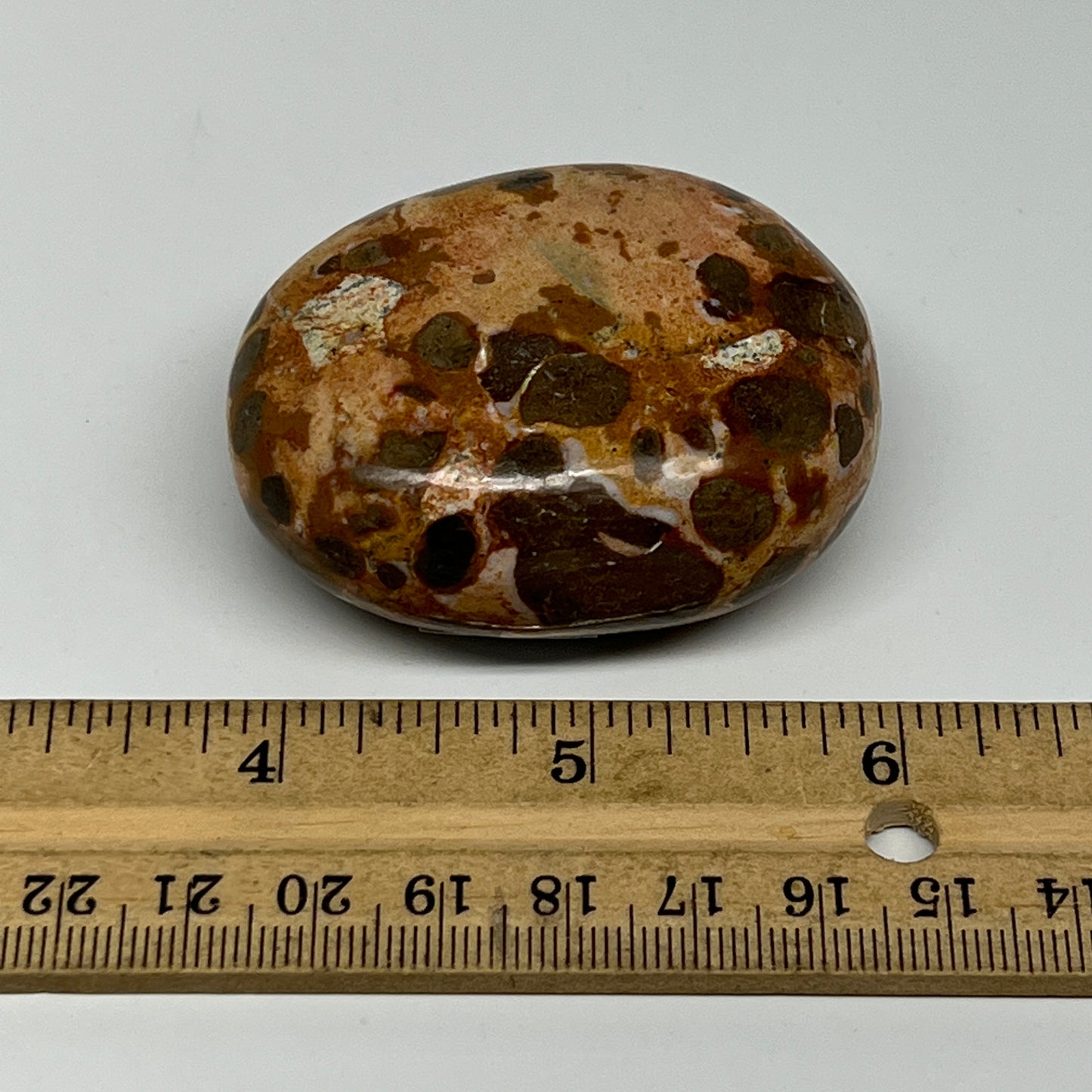 105.3g, 2.2"x1.7"x1", Natural Fruit Jasper Palm-Stone Gemstone @India, B21888