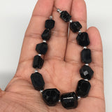 139.5cts, 13pcs, 9mm-15mm Natural Black Tourmaline Faceted Beads @Afghanistan,BE