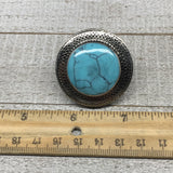 Antique Afghan Turkmen Tribal Ring Round Blue Turquoise Inlay Kuchi Ring, TR112