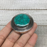 Antique Afghan Turkmen Tribal Ring Round Green Turquoise Inlay Kuchi Ring, TR111