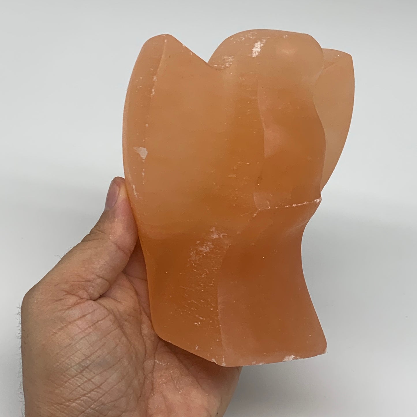 770g, 4.8"x3.7"x2.3"" Orange Selenite (Satin Spar) Angel Crystal @Morocco,B9371