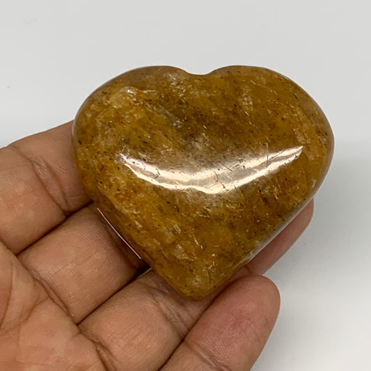 79.7g, 1.9"x2.1"x0.9", Natural Golden Quartz Heart Small Polished Crystal, B2712
