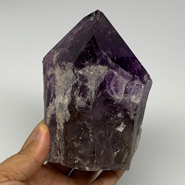 805g,4.7"x3.3"x2.6", Amethyst Point Polished Rough lower part Stands, B19076