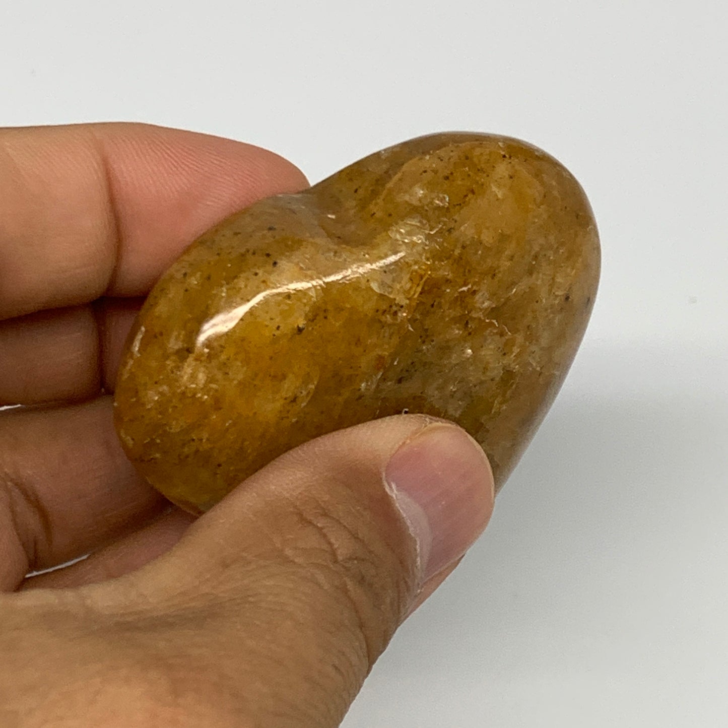 79.7g, 1.9"x2.1"x0.9", Natural Golden Quartz Heart Small Polished Crystal, B2712