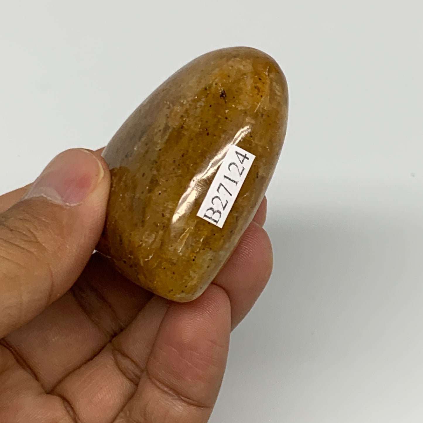 79.7g, 1.9"x2.1"x0.9", Natural Golden Quartz Heart Small Polished Crystal, B2712