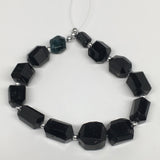141.5cts, 13pcs, 9mm-14mm Natural Black Tourmaline Faceted Beads @Afghanistan,BE