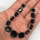 89.5cts, 13pcs, 7mm-14mm Natural Black Tourmaline Faceted Beads @Afghanistan,BE1