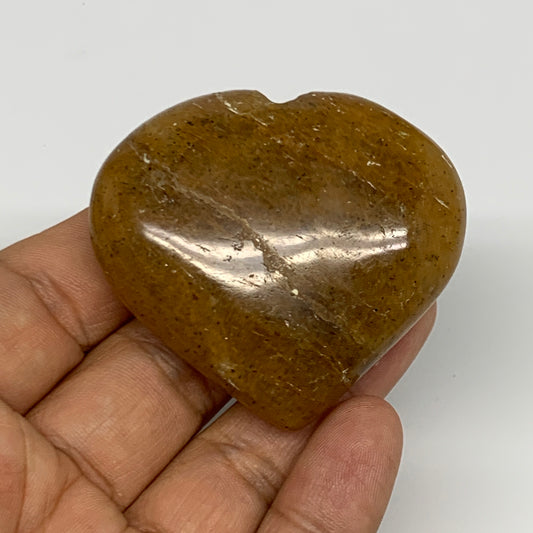68.7g, 2"x2.1"x0.8", Natural Golden Quartz Heart Small Polished Crystal, B27125