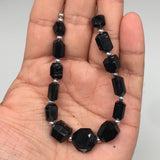89.5cts, 13pcs, 7mm-14mm Natural Black Tourmaline Faceted Beads @Afghanistan,BE1