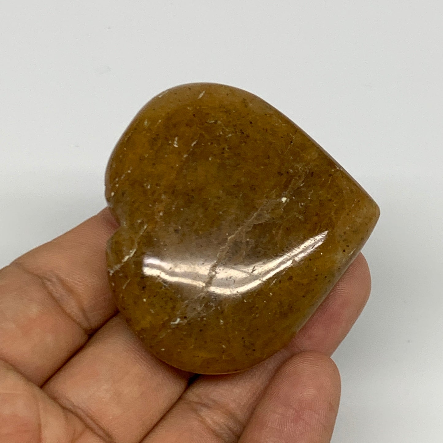 68.7g, 2"x2.1"x0.8", Natural Golden Quartz Heart Small Polished Crystal, B27125
