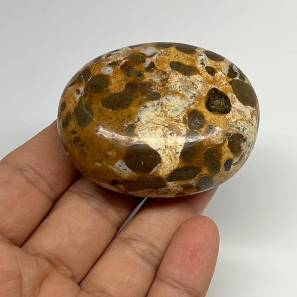 110.1g, 2.2"x1.7"x1", Natural Fruit Jasper Palm-Stone Gemstone @India, B21891