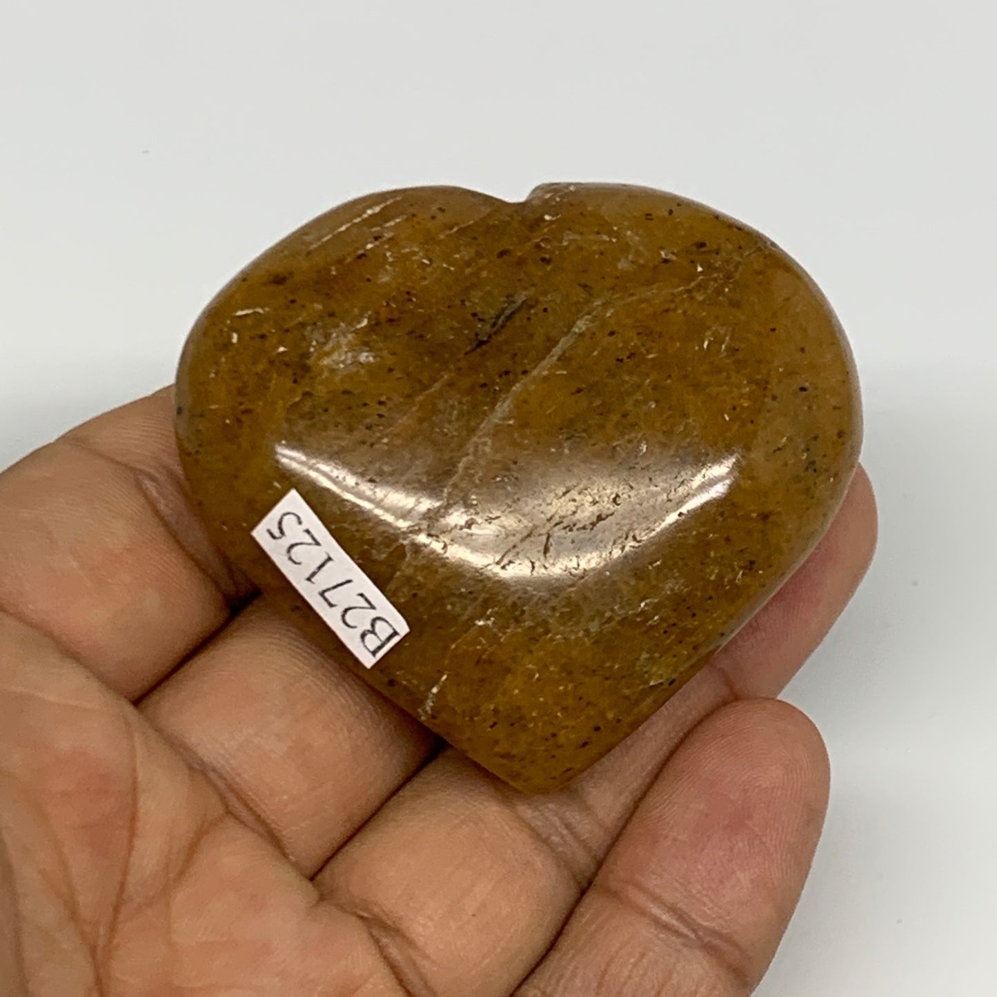 68.7g, 2"x2.1"x0.8", Natural Golden Quartz Heart Small Polished Crystal, B27125