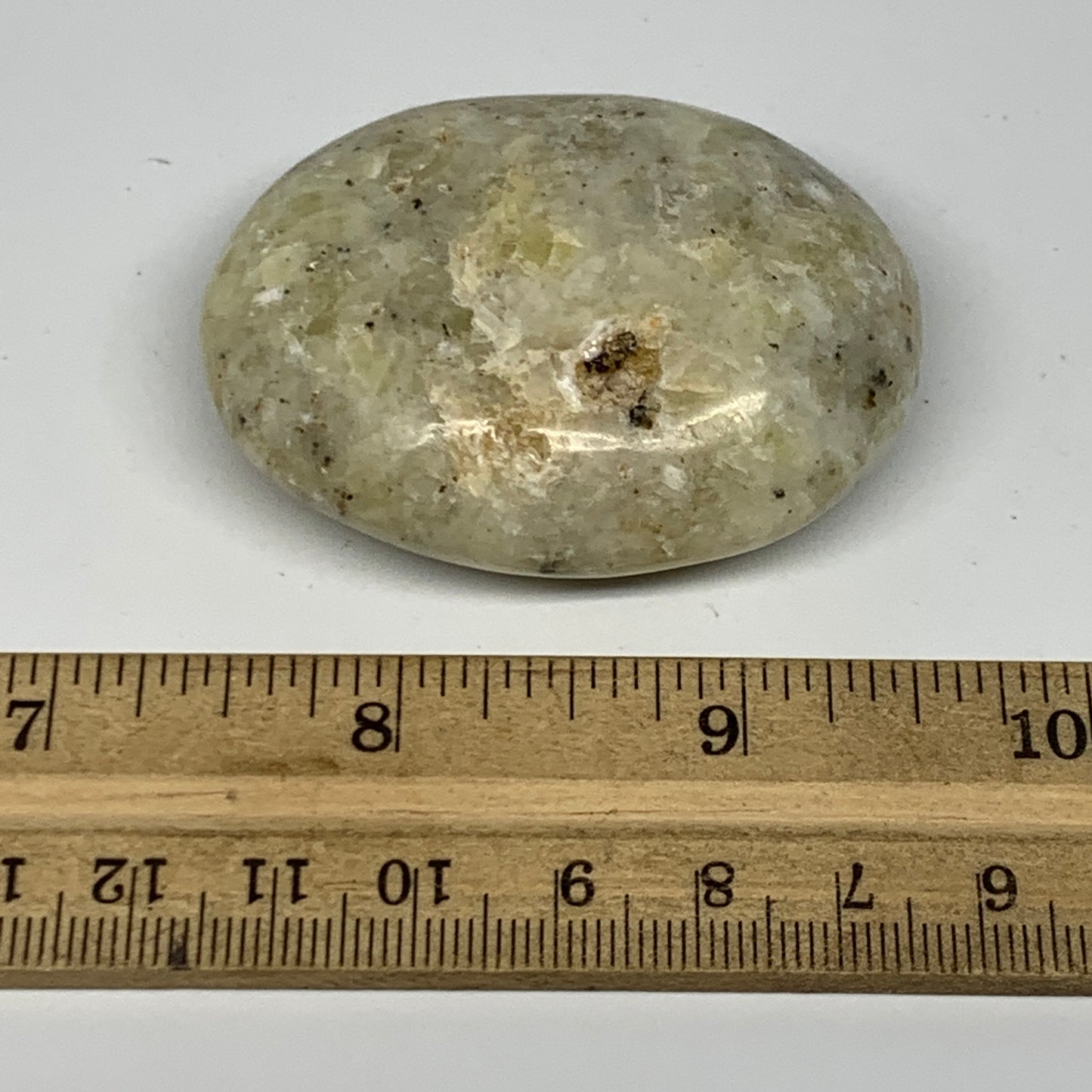 80.9g, 2.2"x1.7"x0.8", Natural Yellow Calcite Palm-Stone Crystal Polished Reiki,